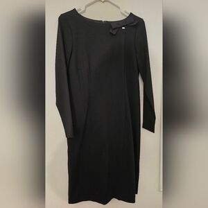 Talbots Black Long Sleeve Dress with Bow Accent